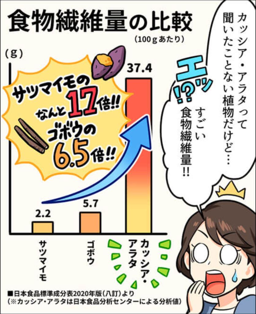 食物繊維の量はサツマイモの17倍