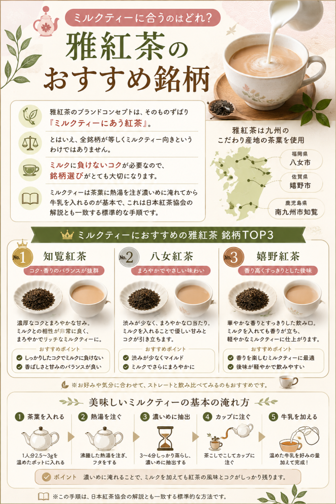 ミルクティーに合うのはどれ?雅紅茶のおすすめ銘柄